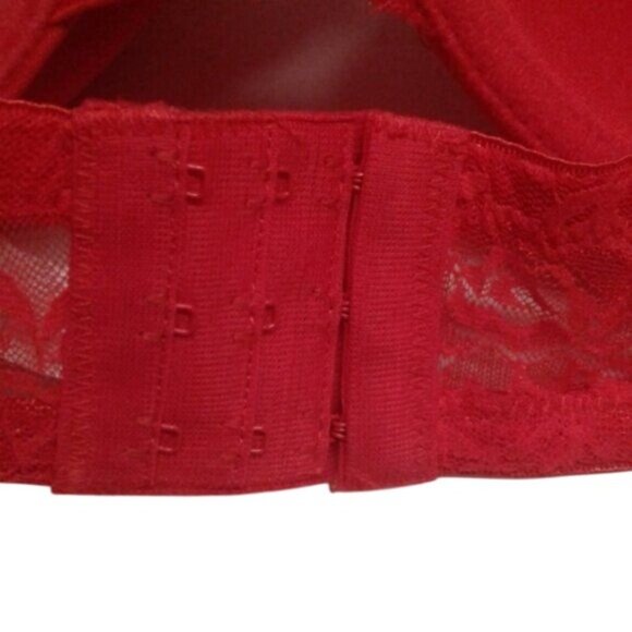 Inteco Intimates 36B Bra Red Push Up Rhinestone Lace Detail Underwire NEW - Picture 7 of 10